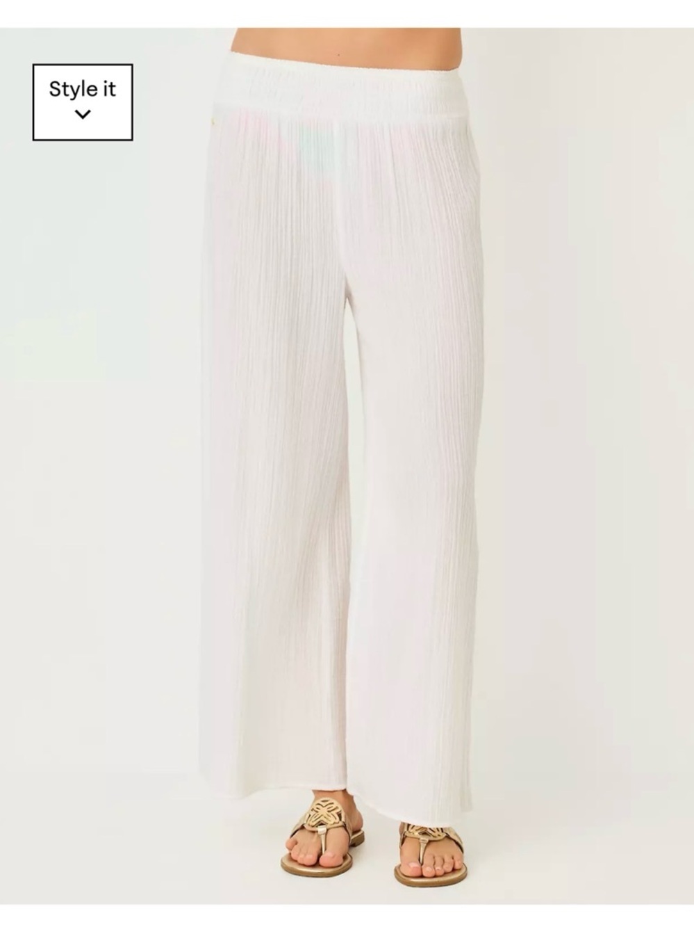 NEW Resort White LILLY PULITZER Enzo Wide-Leg Textured Pants Cover Up S NWT